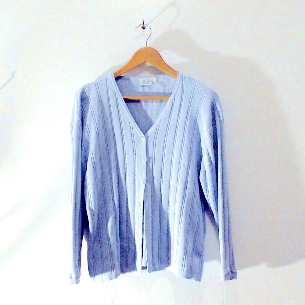 Pointelle Ribbed Knit Open Front Lilac Cardi cotton blend